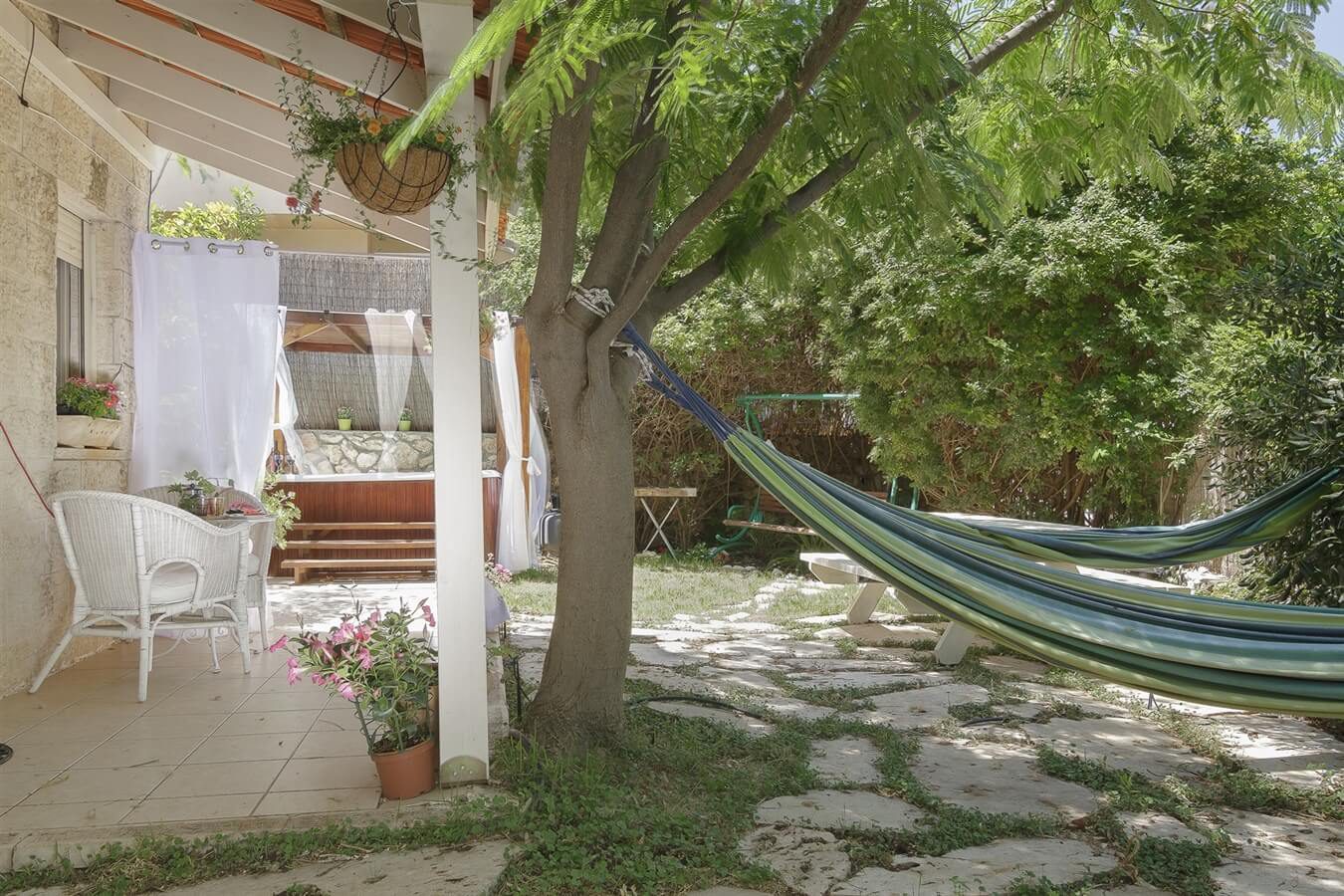 A hammock in the garden